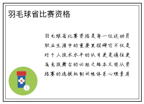 羽毛球省比赛资格