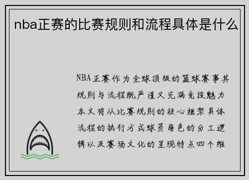 nba正赛的比赛规则和流程具体是什么